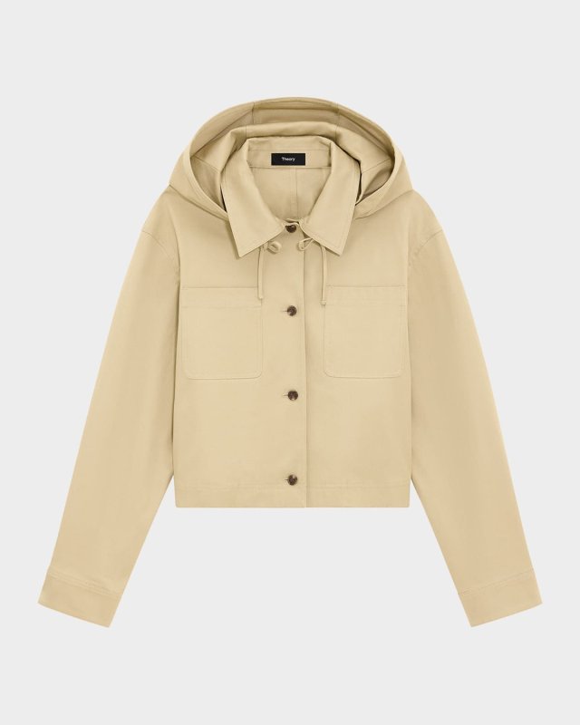 Hooded Cropped Cotton Jacket